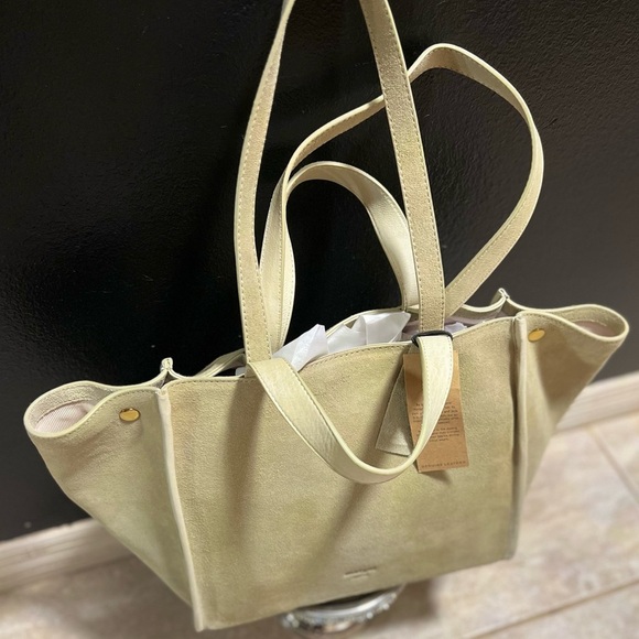 💚💚 NWT- MARGOT NEW YORK Viral JAMEE Double Handle Suede Shoulder Bag Tote💚💚 - Picture 6 of 15